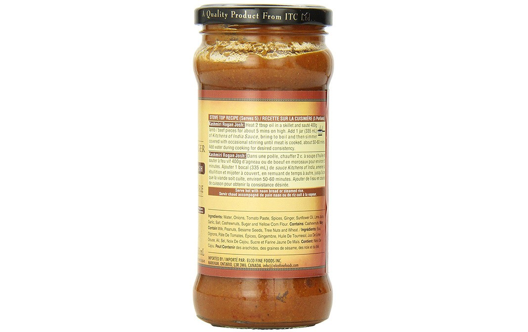 Kitchens Of India Spicy Tomato & Ginger Cooking Sauce Kashmiri Rogan Josh   Glass Jar  335 millilitre